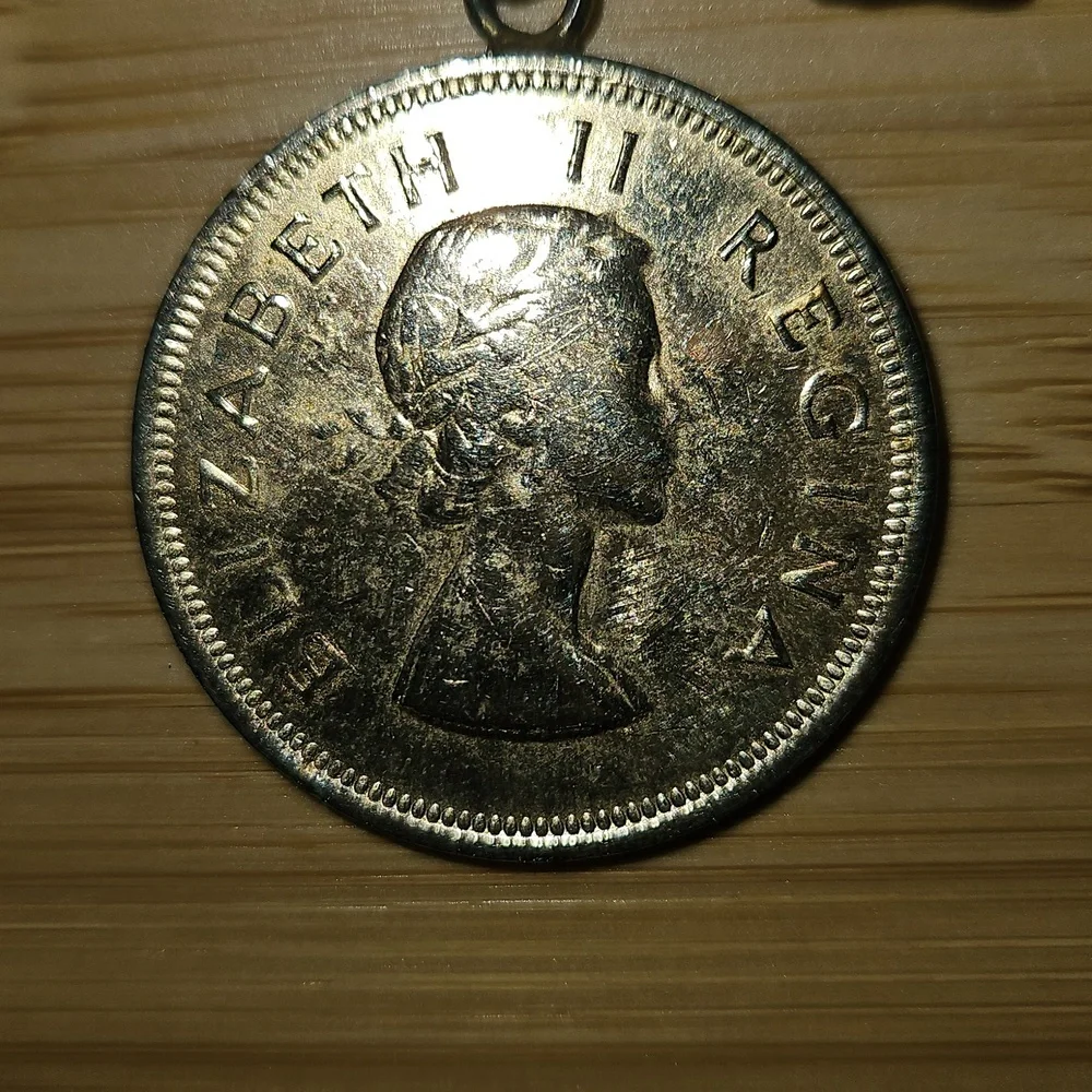 1954 SOUTH AFRICAN COIN BOW‎ BROOCH PENDANT Vintage